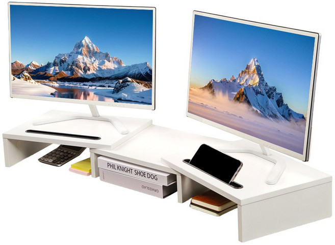 베이직 모듈러 모니터 받침대 듀얼 모니터 지원, 흰색