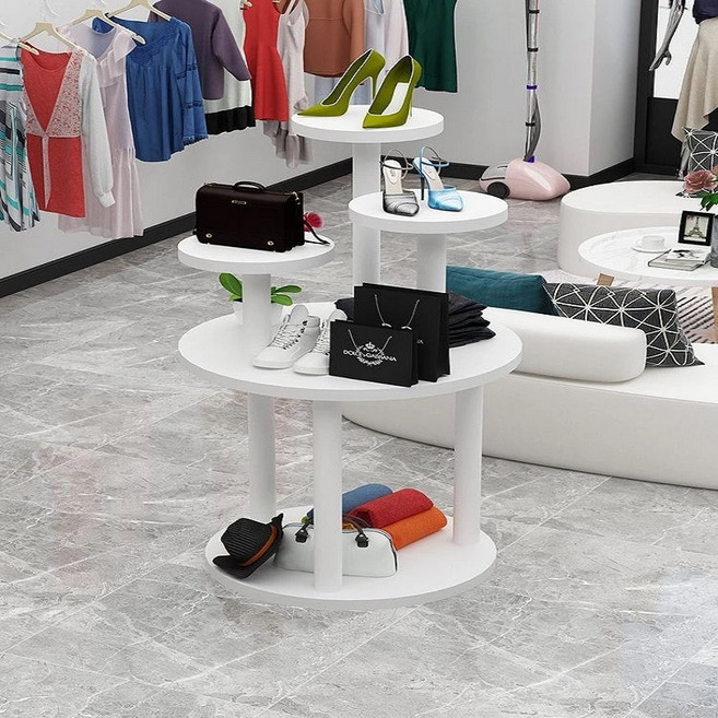 Zoomland 전시대 옷가게 신발 가방 액세서리 진열대 다기능 원형 정리대, 1개, 흰색