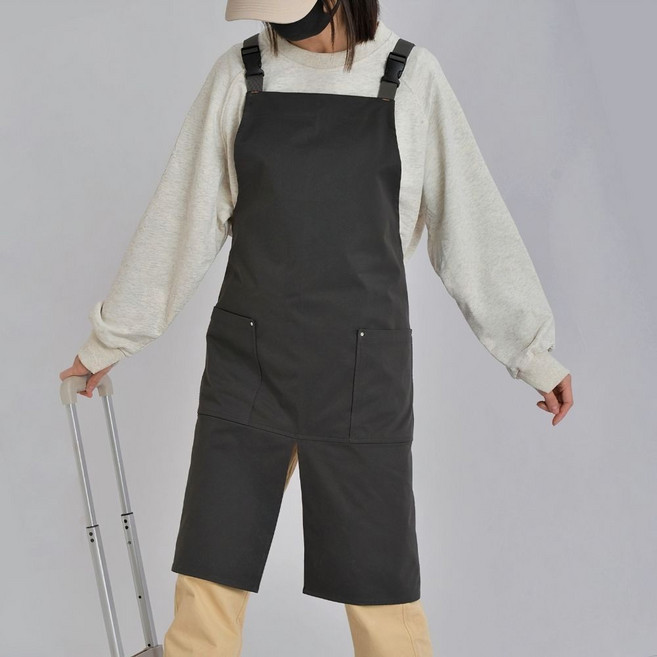 다용도 방수 앞트임 바리스타 전문가용 앞치마 카페 공방 주방 미술 미용실용, 차콜, 1개