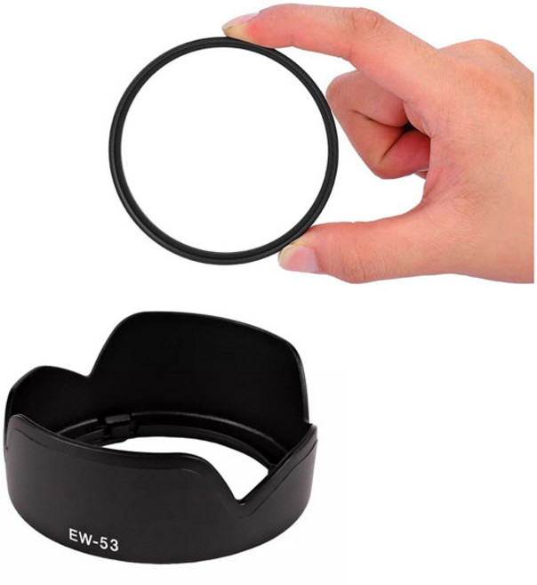 UV 필터 EW-53 총검 렌즈 후드 캐논 EOS R100 R50 R10 RF-S 18-45mm M6 M50 II M5 M10 M100 M200 15-45mm 렌즈용 49mm, [01] 옵션1, 1개