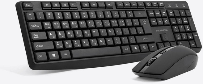 스마텍 무선 키보드 마우스세트, 블랙, STC-250