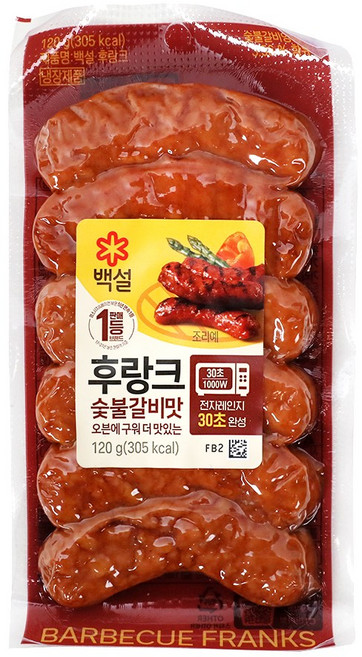 백설 숯불갈비맛후랑크 120g, 4개