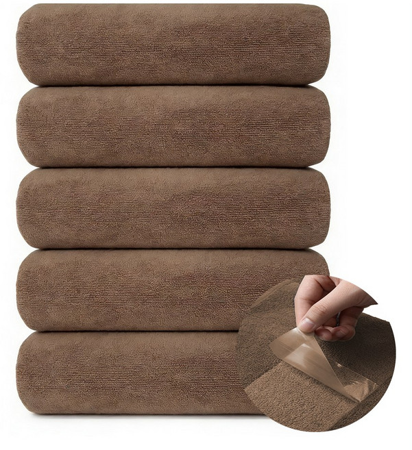 아라자 호텔수건 고급 먼지없는 수건 10장 무형광 알러지/진드기 세면 타올 OEKO-TEX 인증 타월 빠른 건조 세면 타월 400GSM, 06크림 모카, 5개