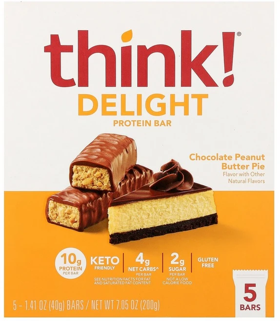 Think De라이트 프로틴바 초콜릿 땅콩 버터 파이 바 5개 개당 40g(1.41oz) think! (띵크!), 40g - 쿠팡