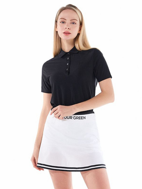 그렉노먼 여성 시어서커 카라넥 반팔티셔츠 블랙 HWG20-TS201