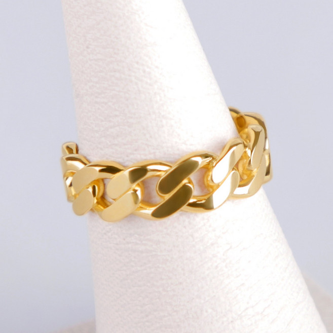 펠리체골드 18K 플랫 커브 반지 (+쇼핑백증정) 골드 데일리 남녀공용 커플링 심플 모던 기념일 여성 금 체인 옐로우골드