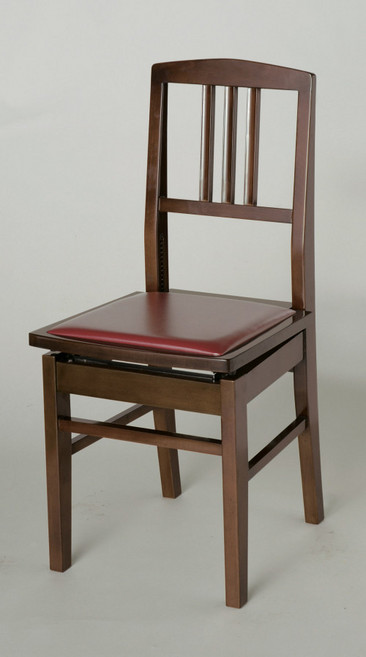 디지털피아노 연주용 높이조절 원목 쿠션 스툴 의자 건반악기 편안한 착석감 벤치형, 1개, 전면 광택 커피 의자 몸체와 레드 좌석판