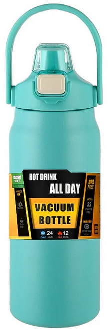 야외 보온병 휴대용 진공 짚으로 플라스크 머그잔 차갑고 물병 스틸 스포츠 304 스테인레스 텀블러, 1500ml, nt Gr n