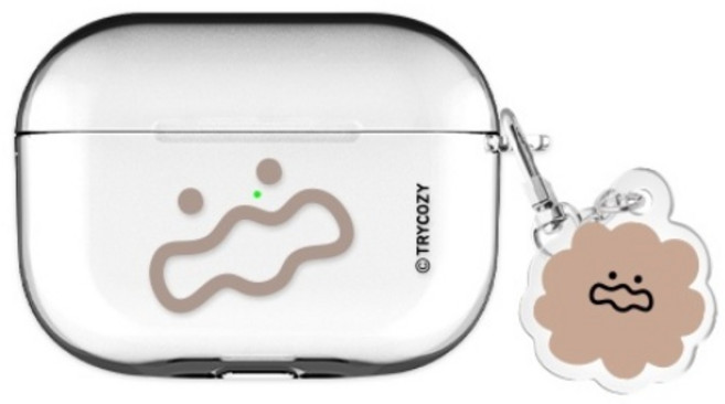 말랑말랑 베이직 에어팟프로2 클리어 케이스 +아크릴키링 세트, 겁쟁이, AirPods Pro(2세대)