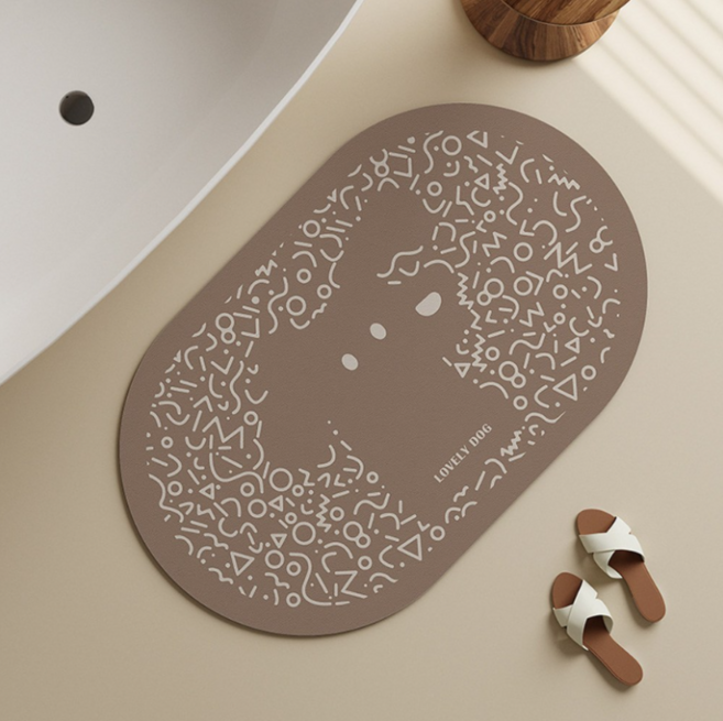 나인밸리 동물 그래피티 빨아쓰는 규조토 발매트, 아트강아지, 2매, 커피색