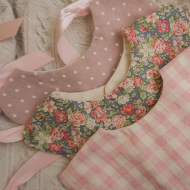 우이동금손 턱받이 베이비 핑크 세트, 3개입, 1세트