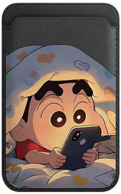 짱구 이불 속에 숨다 팬터 맥세이프 호환 가드지갑 갤럭시 아이폰, 1개, 블랙