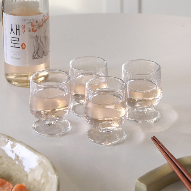 스퀘어핏 고블렛 소주잔 4P세트 50ml, 1세트, (4P)