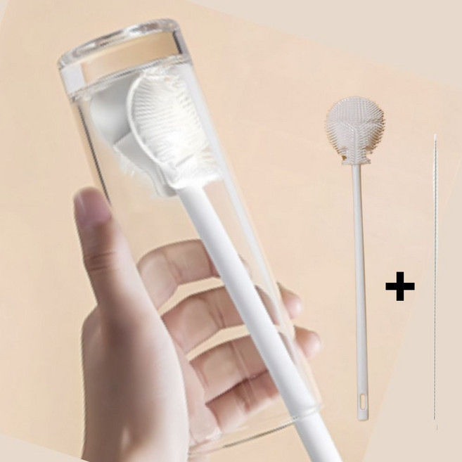 실리콘 세척솔 컵 텀블러 젖병 다용도 브러시, 1세트, 화이트