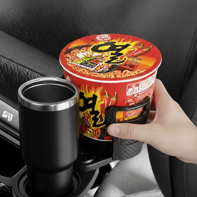 유또 2in1 차량용 컵홀더 사이즈 조절 거치대, 블랙, 1개