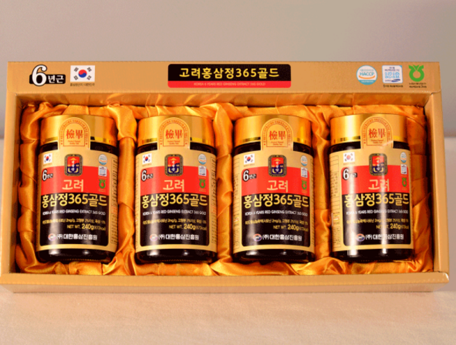 [고려6년근 홍삼정365골드] 홍삼농축액 240g x 4병 면역력강화 활력충전 부모님 선물, 4개