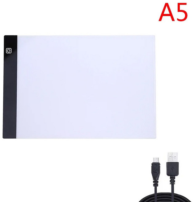 A3 A4 A5 단계 LED 드로잉 박스 라이트 보드 쉬워짐 페인팅이 트레이싱 패드 다이아몬드 가능한 보호, A5 Black