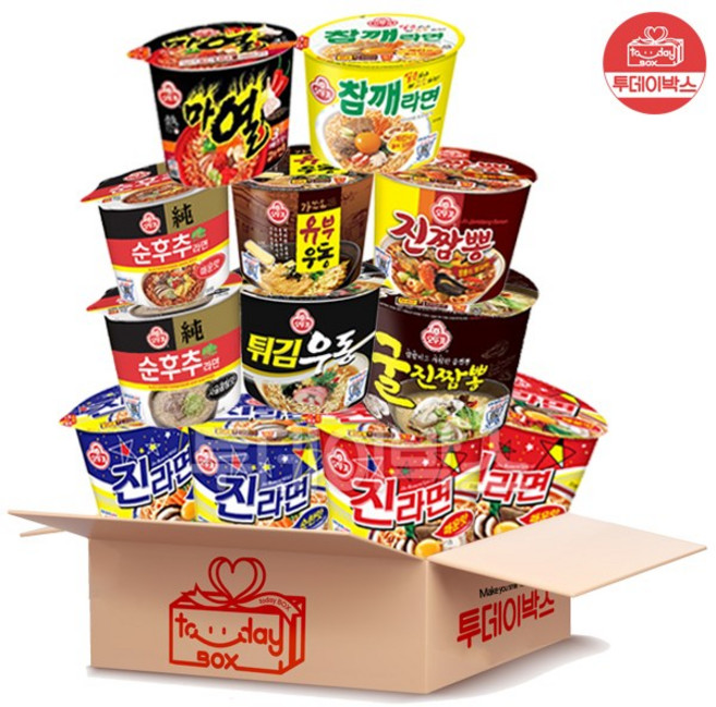 투데이박스 라면세트 10종 12개 자취 탕비실 컵라면 진라면 열라면 참깨라면 RC01, 1개
