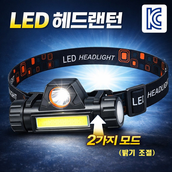 팀메이커 캠핑랜턴 헤드랜턴 라이트 후레쉬 LED작업등 LED랜턴 헤드램프 충전식 캡라이트, COB헤드랜턴, 1개