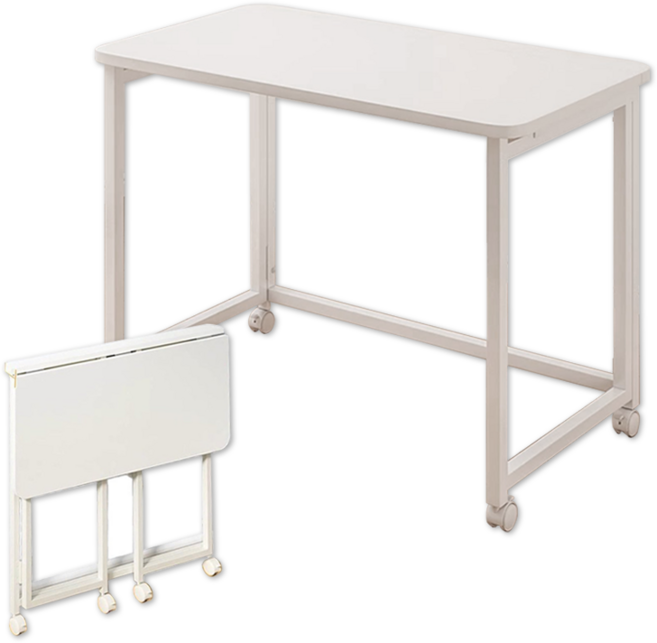 콜콜러브 접을 수 있는 사이드 테이블 공간을 차지하지 않음 바퀴달린 60CM, 흰색