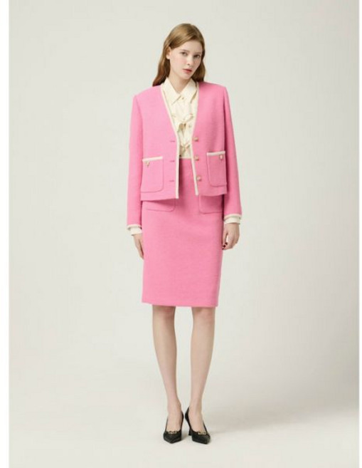 [모조에스핀] 배색 트리밍 팬시소재 자켓 PKJ244MSF137