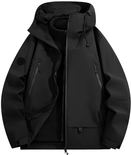 防風防水加絨加厚保暖連帽衝鋒外套 - 登山滑雪適用