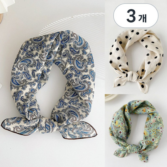 허블리 여성 손수건 스카프 머플러 선물 3종세트