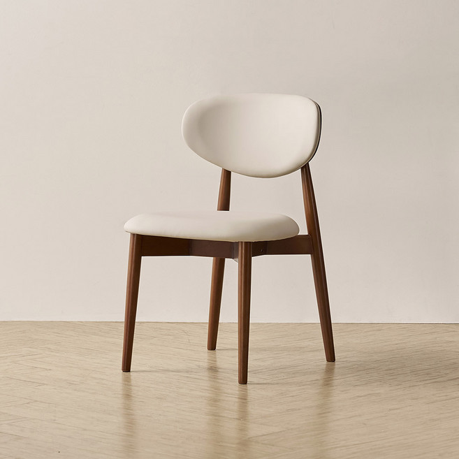 라로퍼니처 플레인 편안한 고무나무 원목 식탁 의자 카페 인테리어 체어, 1개, 월넛