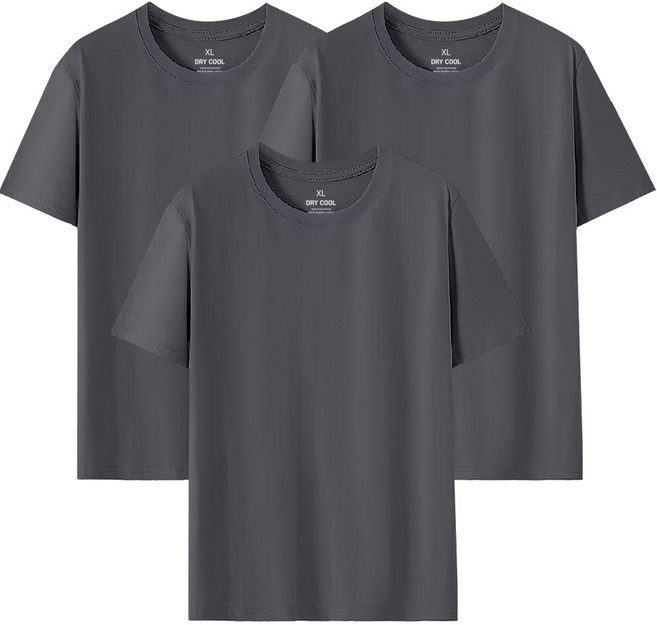 어니우니 기능성 쿨론 라운드 무지 반팔 티셔츠 3장 세트