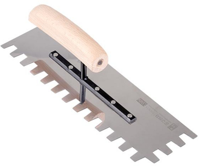 공구하자 타일 압착 고대 톱니 흙손, 길이 270 x홈깊이 15mm, 1개