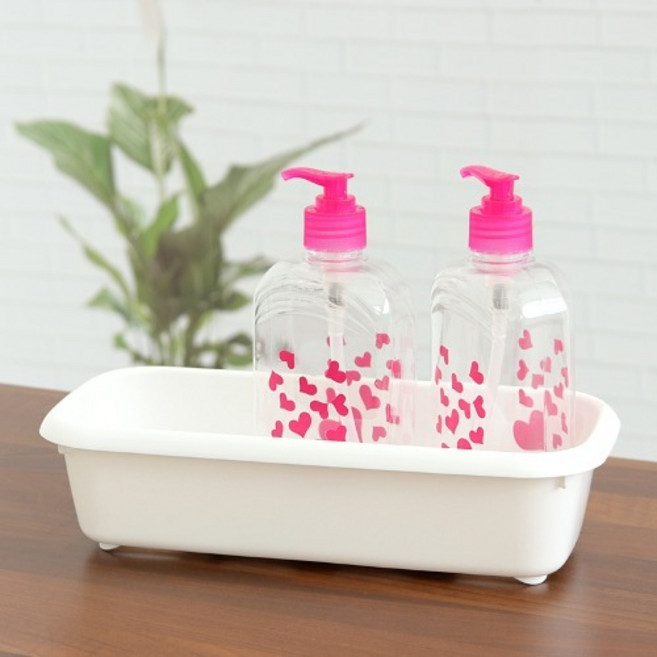 하트 펌프용기 580ml 다용도 세제 퐁퐁 소분 펌프통, 2개, 투명