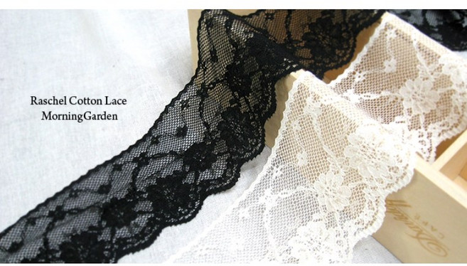 릴리패브릭 수입라셀코튼레이스] 아침의정원, 블랙