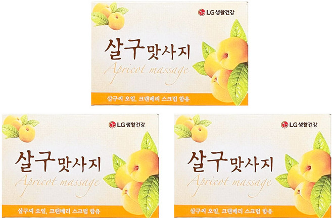 LG생활건강 살구맛사지 비누, 100g, 3개입