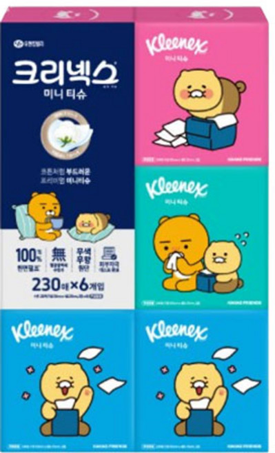 크리넥스 디럭스 미니 오롤리데이 미니 티슈 2겹, 6개입, 1개
