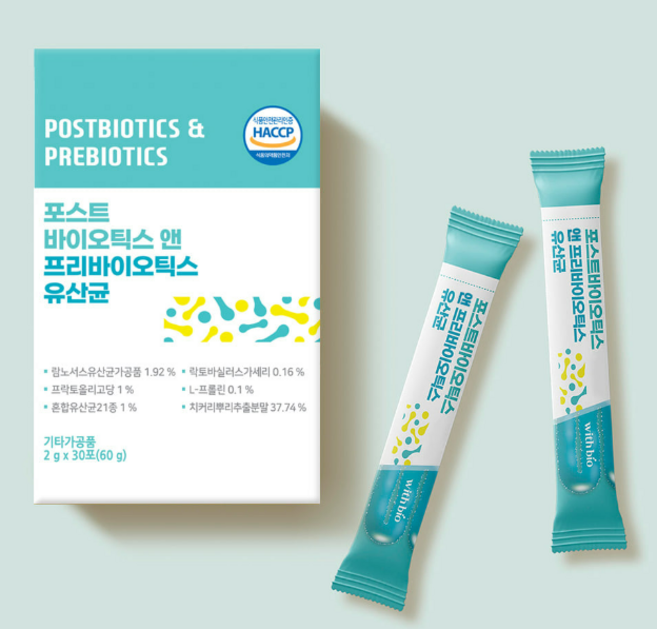 위드바이오 포스트 바이오틱스 프리바이오틱스 유산균 30p, 60g, 1박스