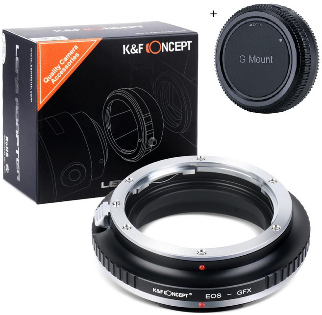 K&F EOS-GFX 변환링 변환링 어댑터 / 캐논 EF 렌즈-후지 GFX 바디 /뒤캡포함 / 무반사코팅 Canon EF lens on Fuji GFX adapter + cap, 1개