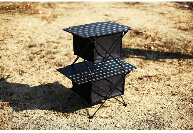 초경량 블랙 알루미늄 롤테이블(바스켓 포함)