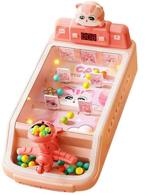 彈珠台遊戲機 兒童互動射擊玩具 闖關遊戲機, 1個, 彈珠台遊戲機-粉色, 粉色