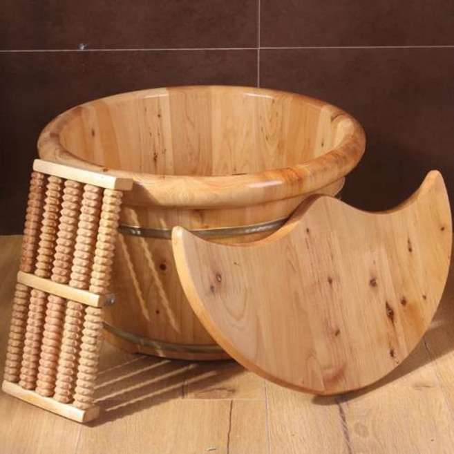 나무족욕통 편백족욕기 발욕조기 두꺼운 페디큐어 양동이 뚜껑이 달린 단열 환경 보호 배럴 성인용 26cm, 없음