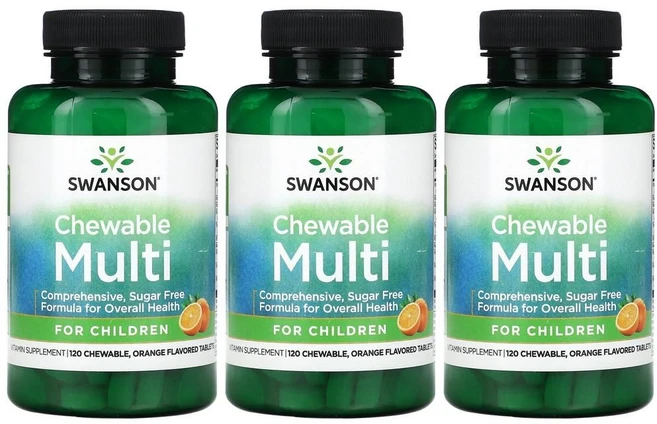 스완슨 키즈 종합 멀티비티민 츄어블 120정 3병 Chewable - 쿠팡