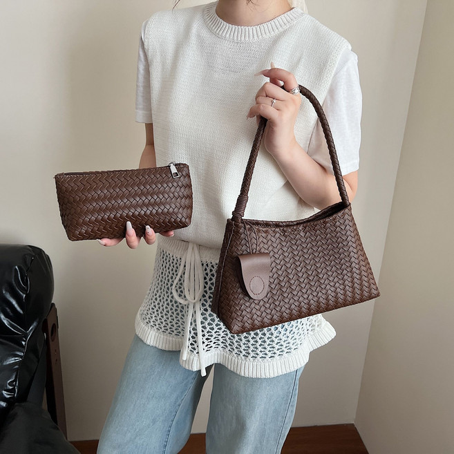 타니티니 여성 데일리 가죽 위빙 호보백 숄더백 + 파우치 증정