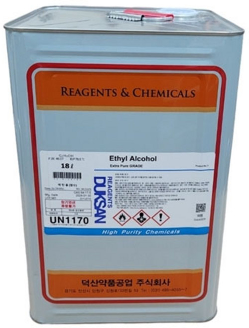 덕산약품공업(주) 95% 합성(변성) 에탄올(시약용-18L) 정품 정량, 1개