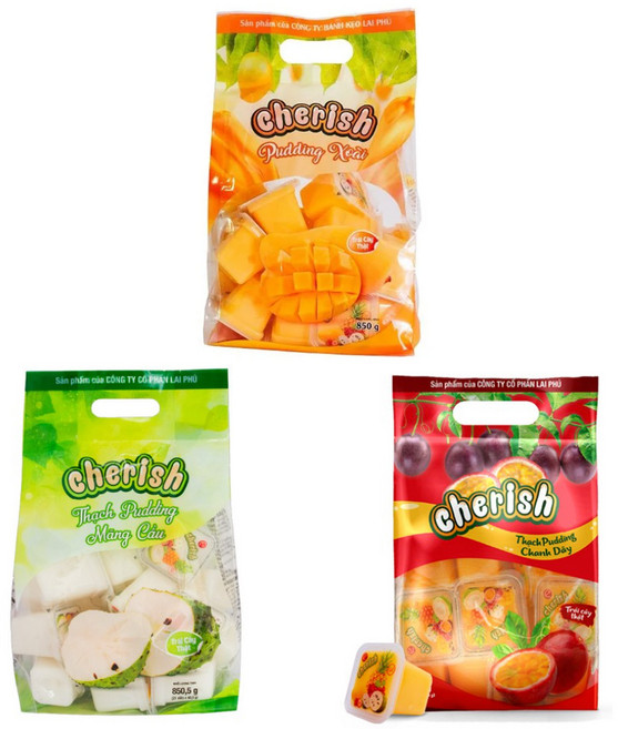베트남 체리쉬 케리쉬 푸딩젤리 850g 망고/망꺼우/패션후르츠 3종 1세트