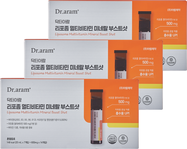 닥터아람 리포좀 멀티비타민 미네랄 부스트샷 이중제형, 3개, 7회분