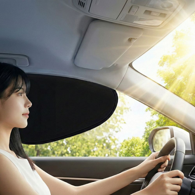 새론지 차량 창문 햇빛가리개, 2개, 블랙