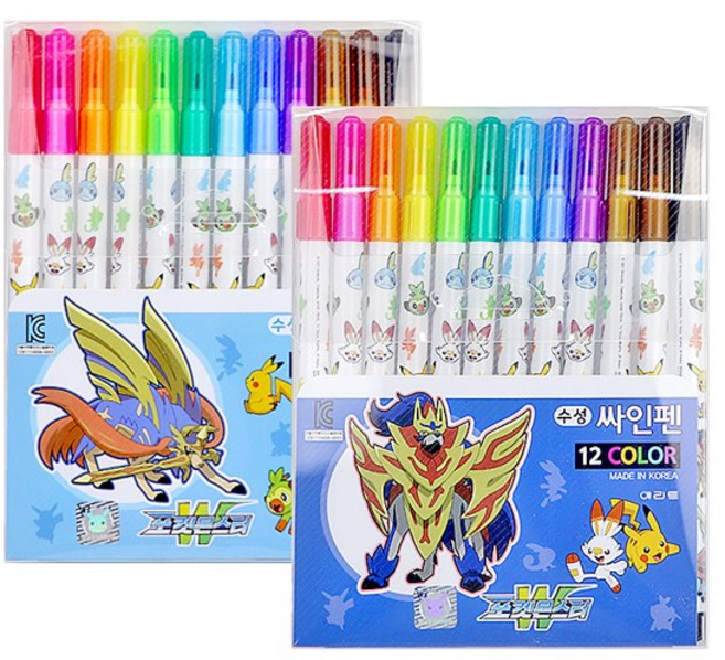 (에리트) 포켓몬스터 12색 싸인펜 랜덤 1세트 사인펜, 포켓몬 싸인펜