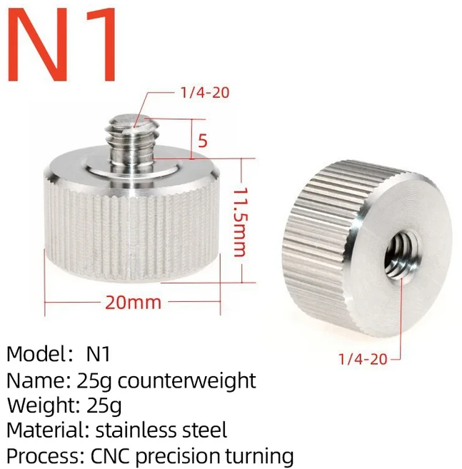 짐벌 스태빌라이저 카운터웨이트 밸런스 클럼프 무게추 마운트 Zhiyun 크레인 DJI 로닌 핸드헬드 25g, 01 빠른, 04 1pc 100g, 1개