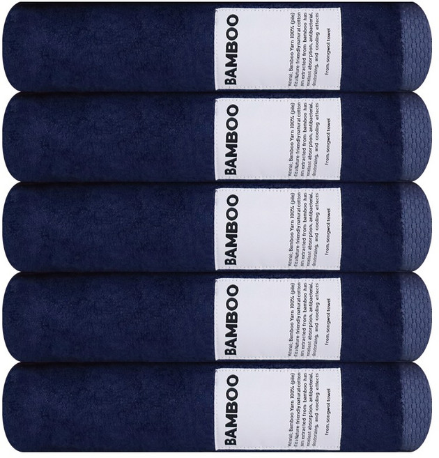 송월타월 선라이즈 프리미엄 뱀부타월 250g, 네이비, 5개