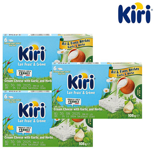 끼리 크림치즈 포션 6P 갈릭앤허브 3개, 108g