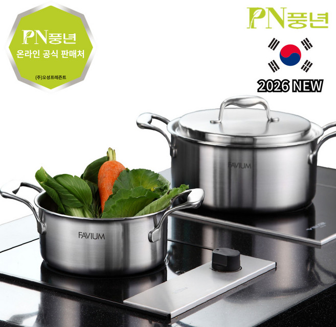 [2026 NEW] PN풍년 국산 파비움 통5중 인덕션 사용가능 스텐 냄비 스테인리스 304 깊은 편수 양수 전골 곰솥, 1개, 16cm깊은 편수